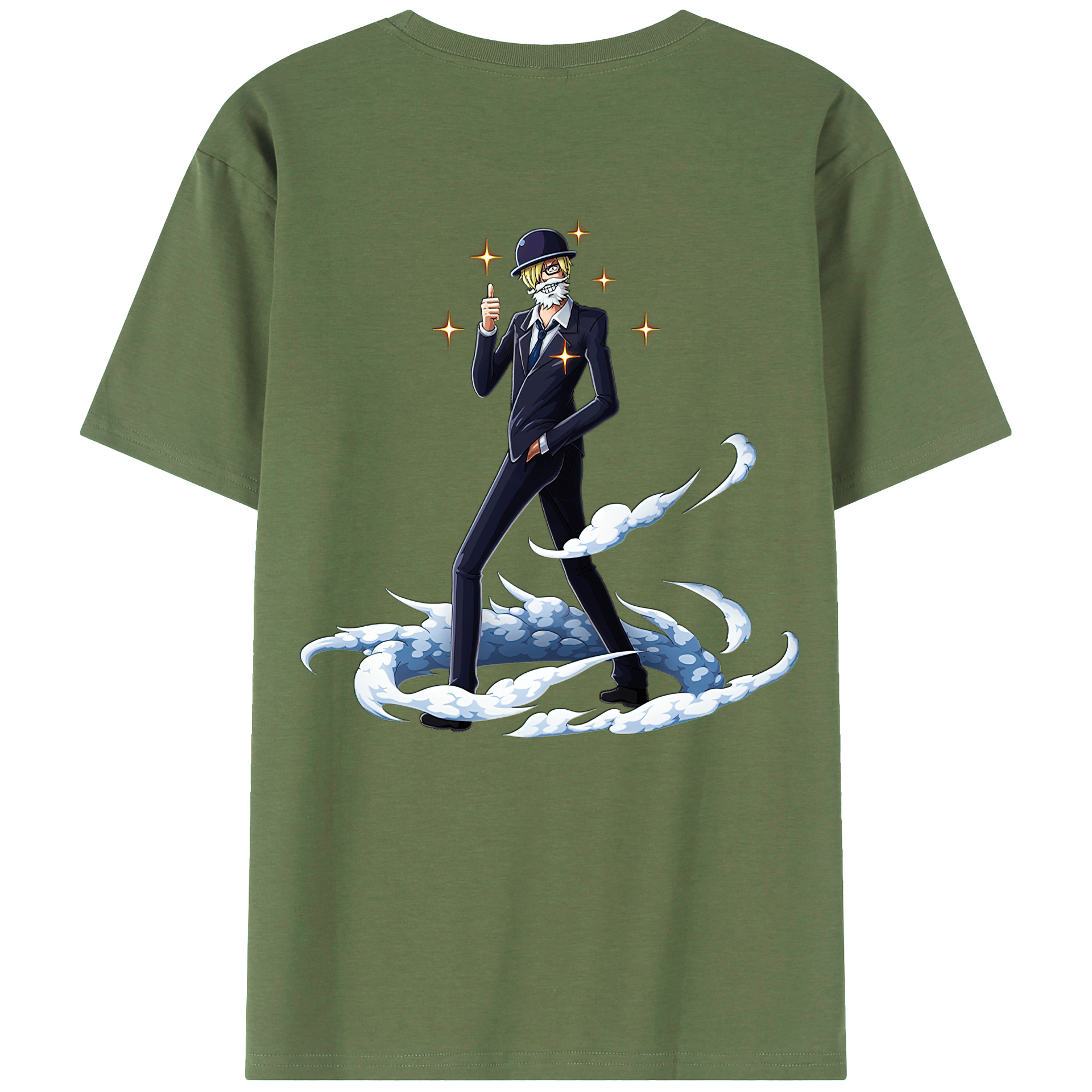 （画像用） ワンピース サンジ ONE PIECE Sanji 綿100％ メンズ半袖Tシャツ（バックプリント） 通気性